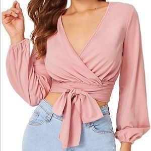 Pink Wrap Crop Top